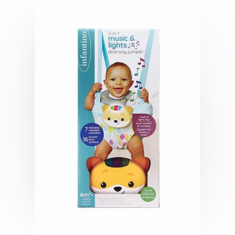 🔥NEW🔥 Infantino 2-in-1 Music & Lights Doorway Jumper, Fox Motion-Activated Toy